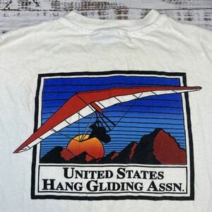 Vintage 80s United States Hang Gliding ASSN., INC. Light Blue Distressed T-shirt